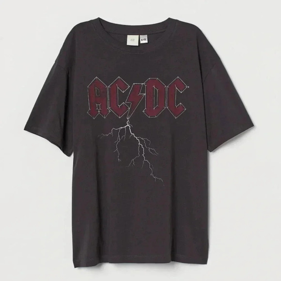 H&M ACDC Band Printed Tee Shirt Size XS - Picture 1 of 5